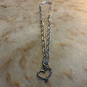 Silver Heart Pendant Necklace New 18 in chain